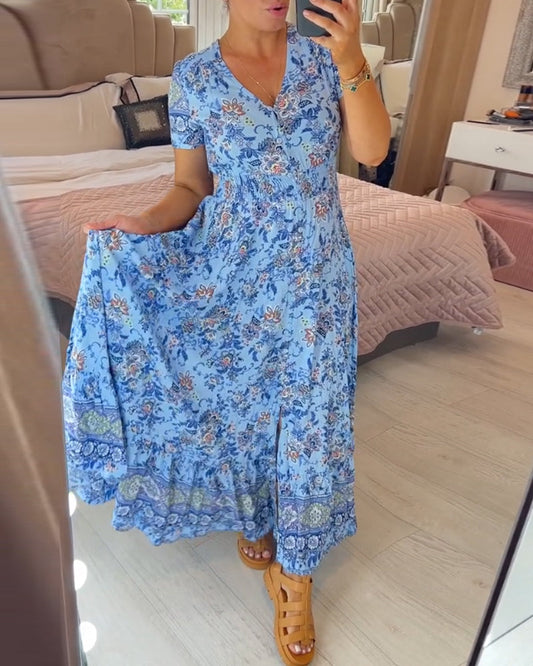 💃Φλοράλ εκτύπωση άνετο φόρεμα