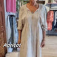【✨Η κομψότητα είναι τόσο απλή】👗Γυναικείο φόρεμα με V-neck, μισό μανίκι και μακρύ μήκος