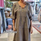 【✨Η κομψότητα είναι τόσο απλή】👗Γυναικείο φόρεμα με V-neck, μισό μανίκι και μακρύ μήκος