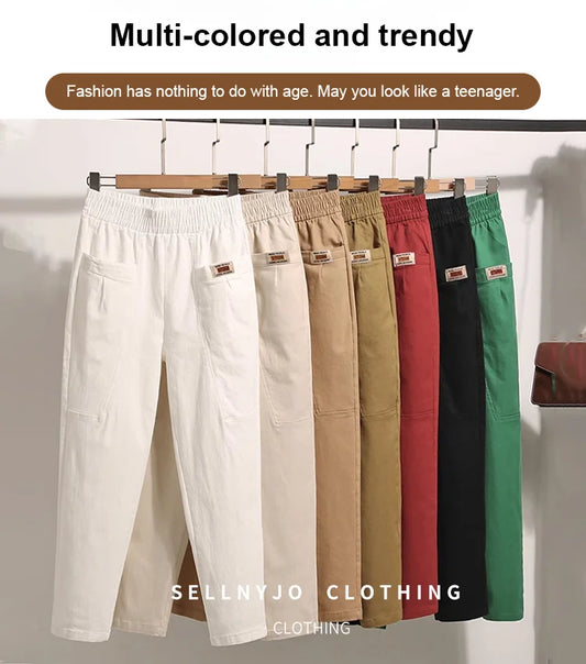 👖Γυναικείο βαμβακερό ελαστικό παντελόνι μέσης